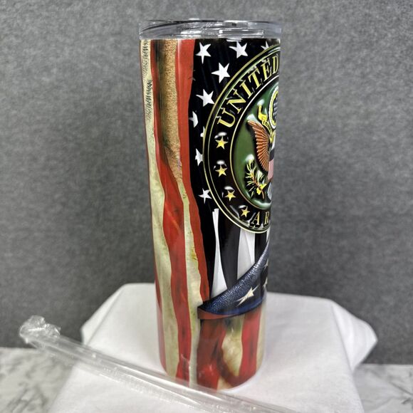 U.S. ARMY 20oz Tumbler Flag Hand United States E Pluribus Unum Metal Double Wall - Picture 5 of 8